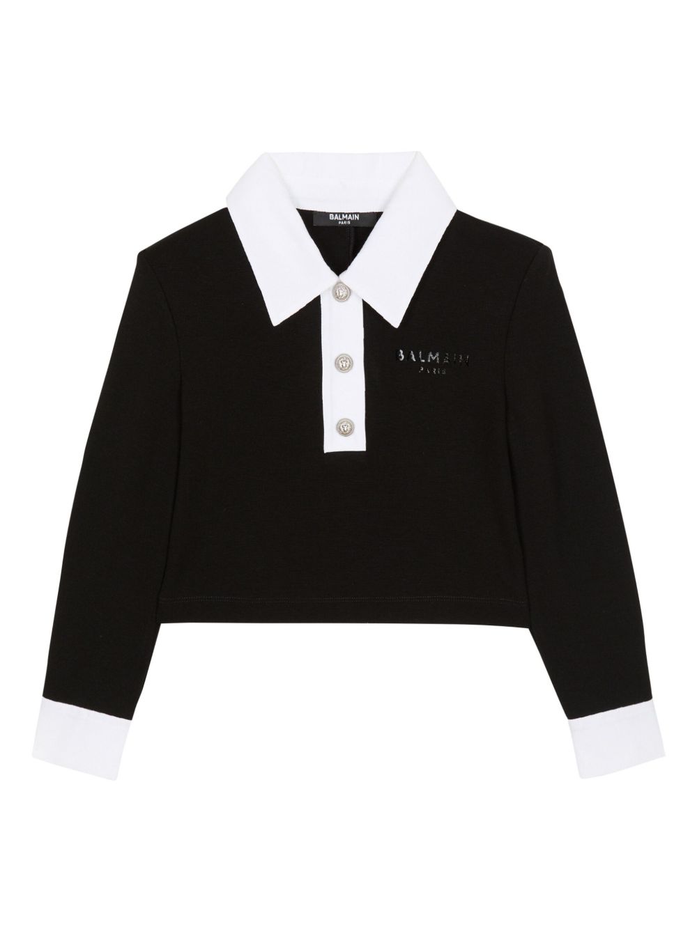 Balmain Kids 对比领polo领卫衣 - 黑色