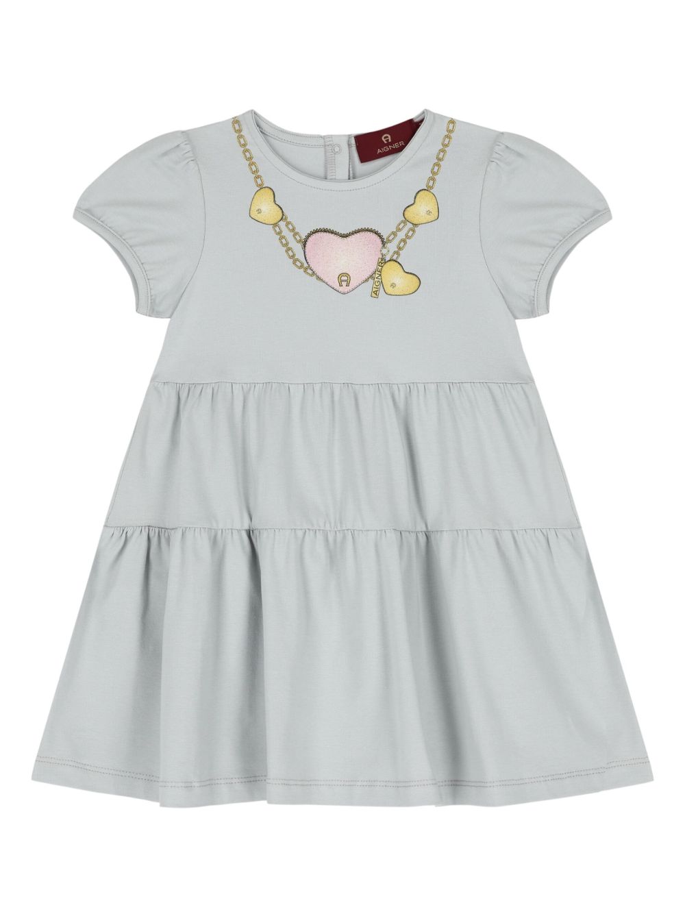 Aigner Kids 印花分层式连衣裙 - 灰色
