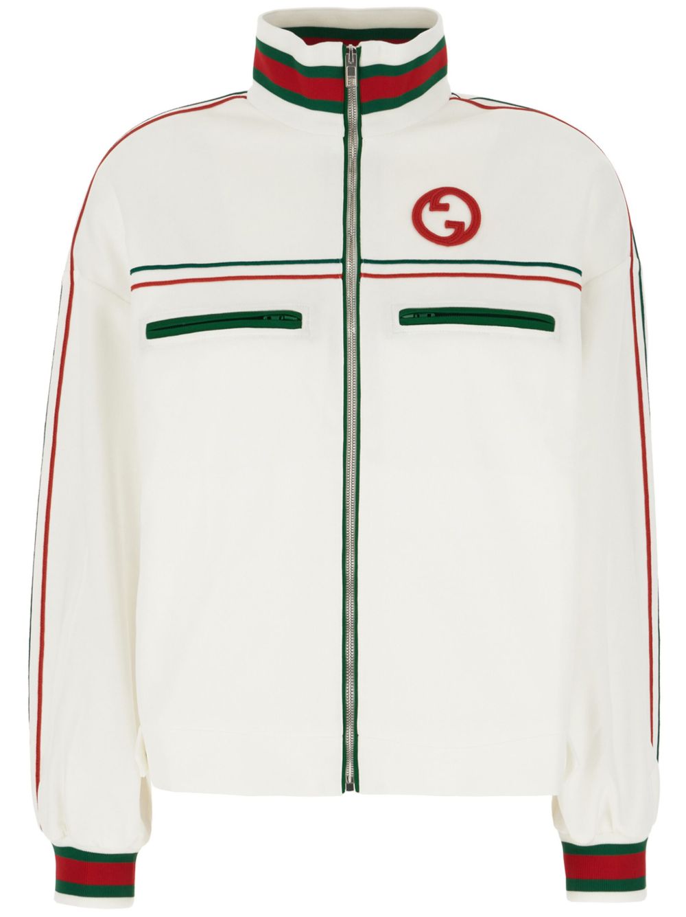 Gucci Web 条纹功能性平纹针织夹克 - 白色