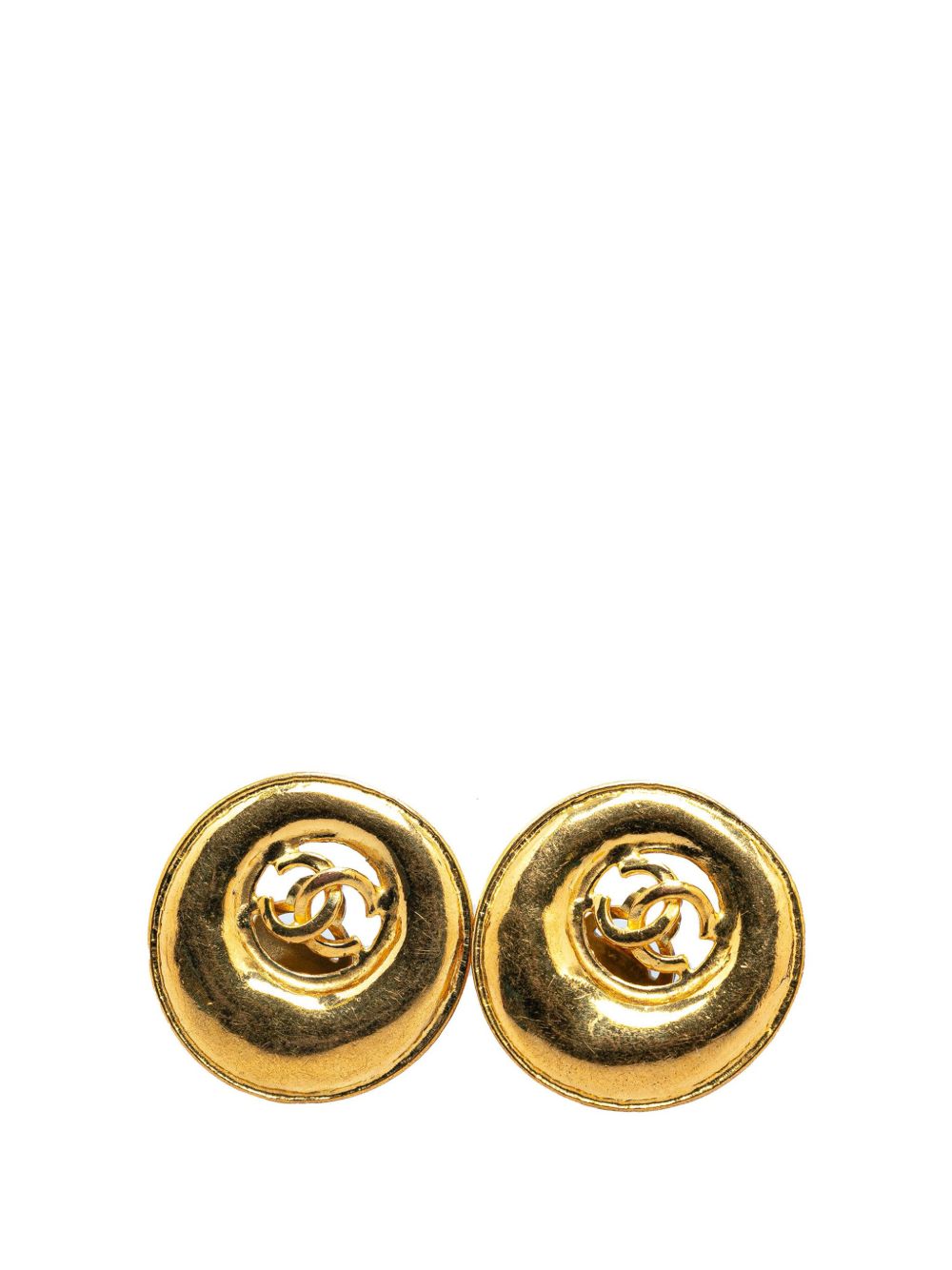CHANEL Pre-Owned 1993 Gold Plated CC Round Clip On costume earrings - 金色