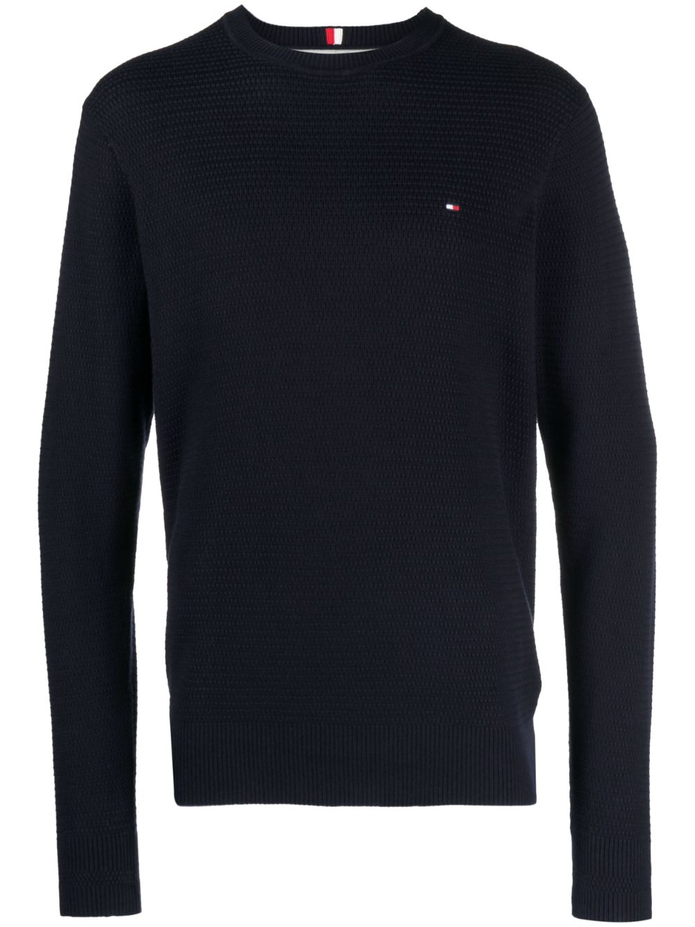 Tommy Hilfiger logo刺绣针织棉毛衣 - 蓝色