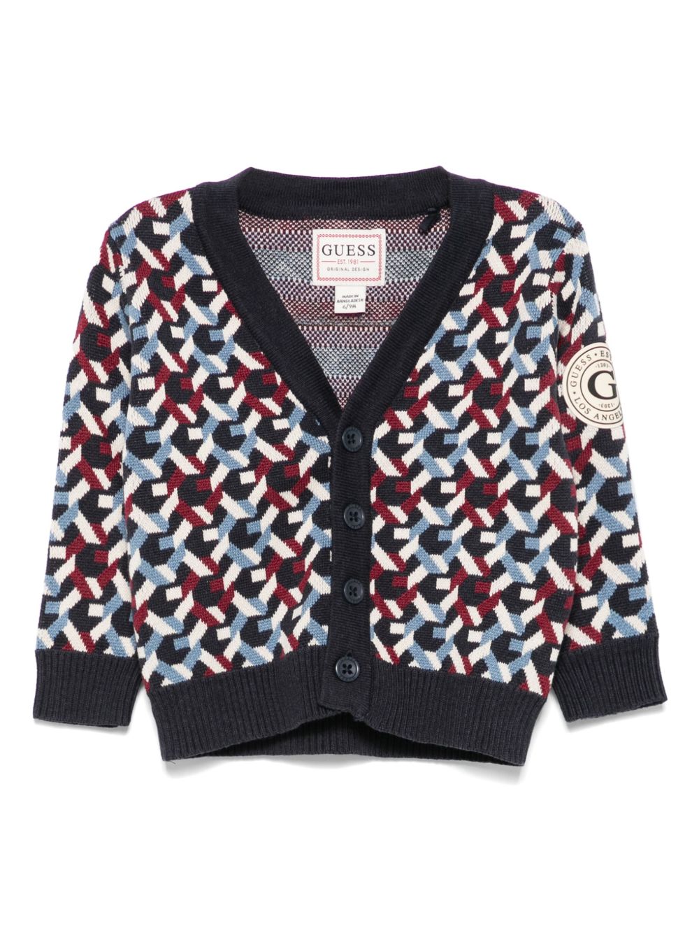 guess kids 经典logo提花开衫 - 蓝色