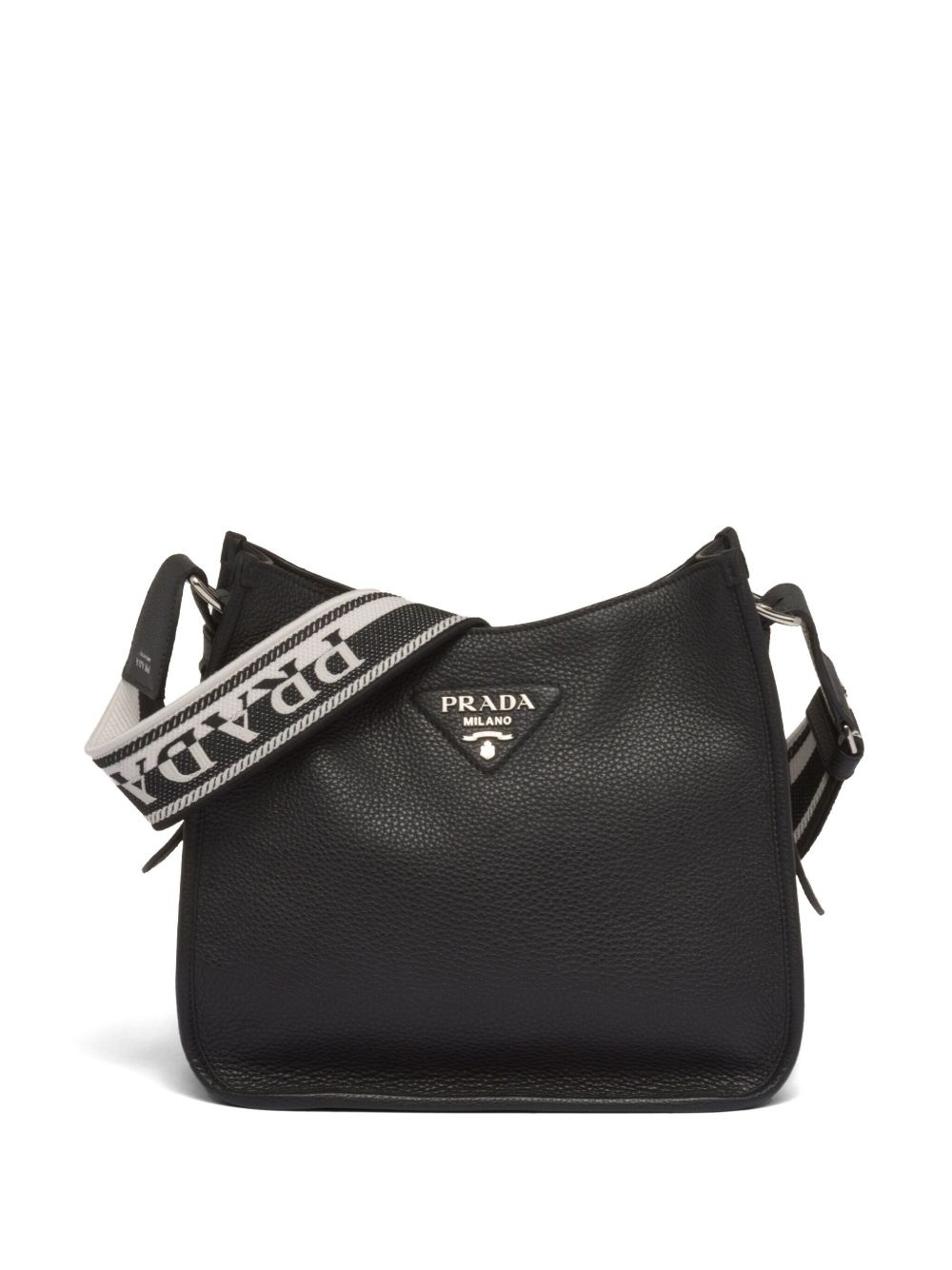 Prada 三角形logo水饺单肩包 - 黑色