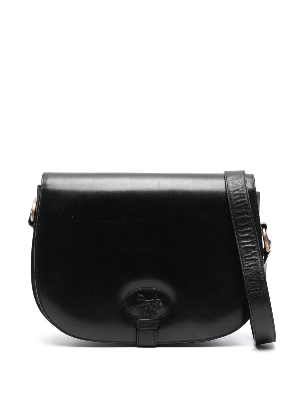 Céline Pre-Owned 马车logo翻盖单肩包（1970年代典藏款） - 黑色