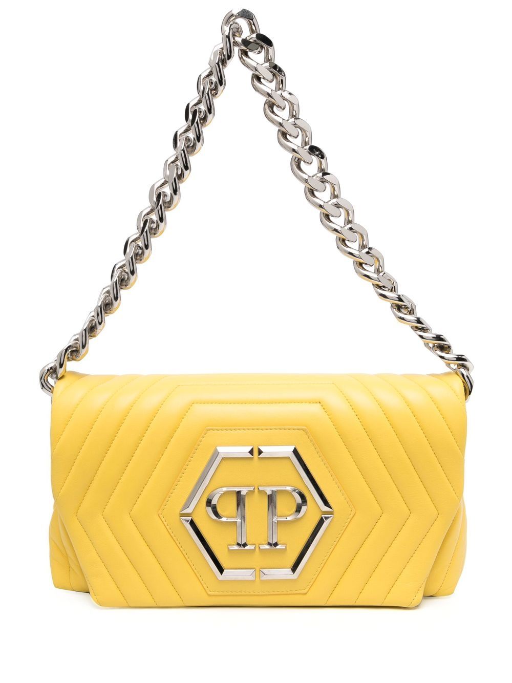 Philipp Plein Hexagon logo标牌绗缝单肩包 - 黄色