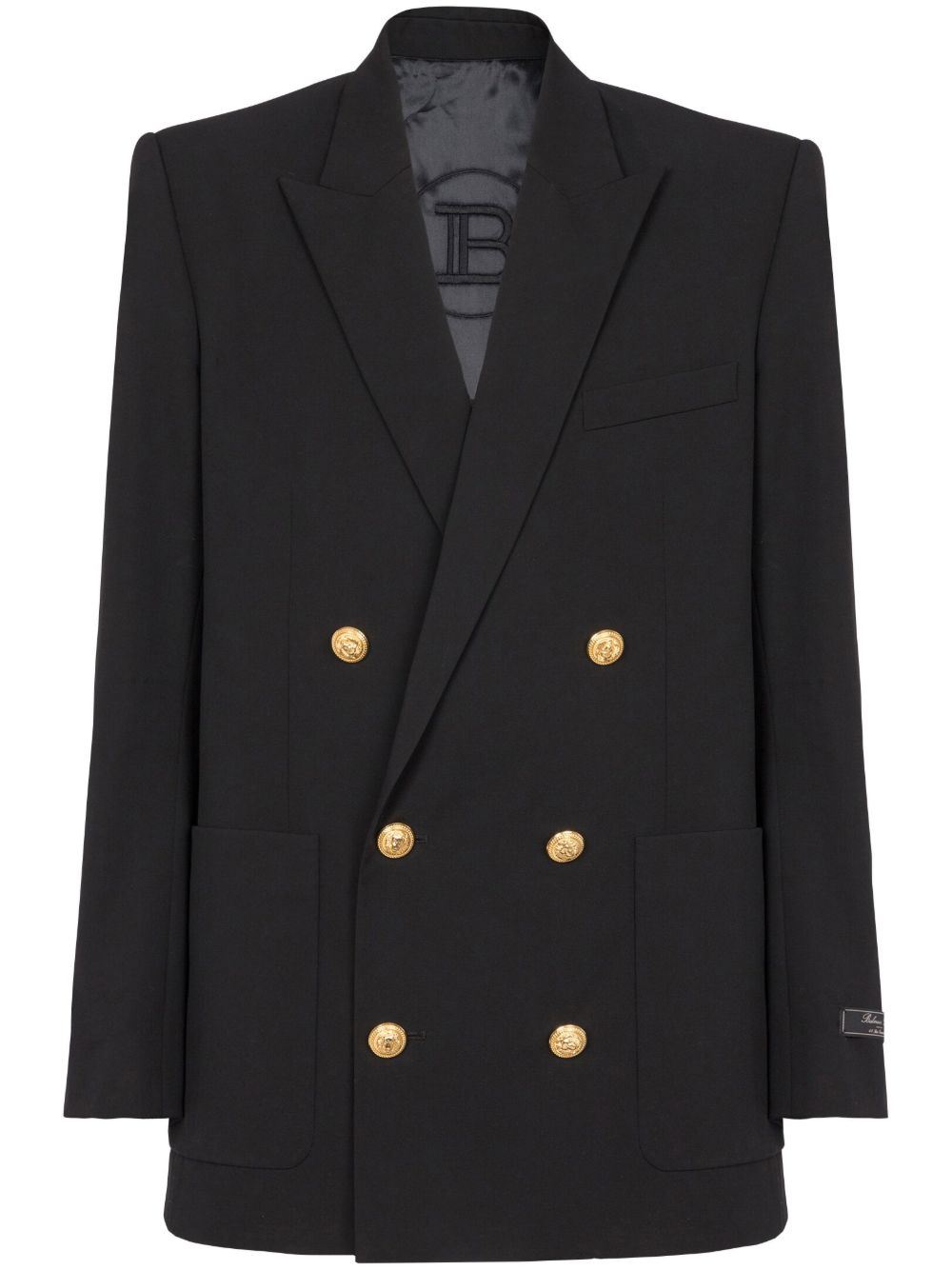 Balmain 标贴双排扣西装夹克 - 黑色
