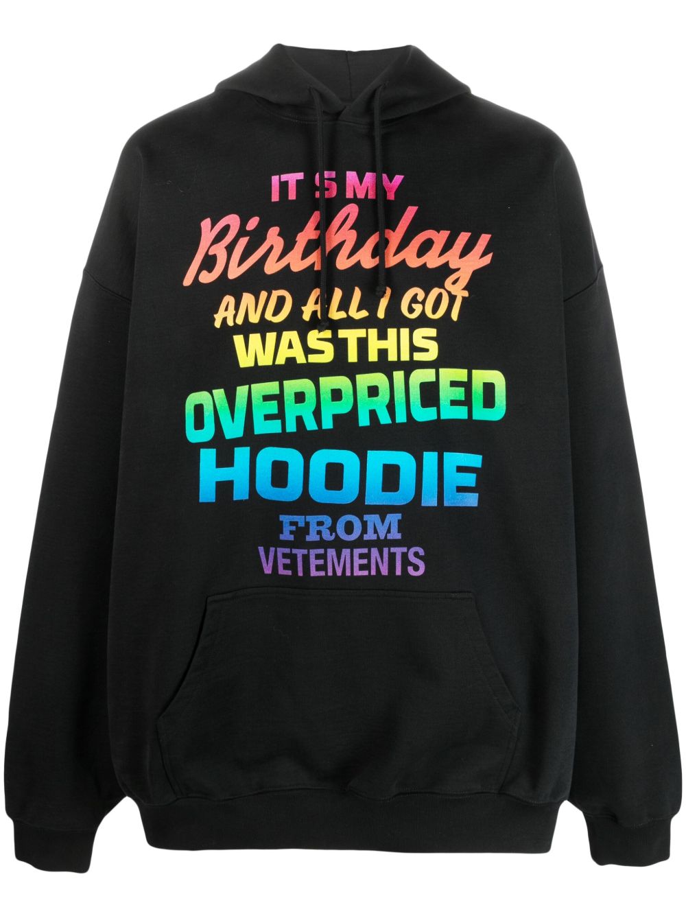 VETEMENTS 彩虹文字印花连帽衫 - 黑色