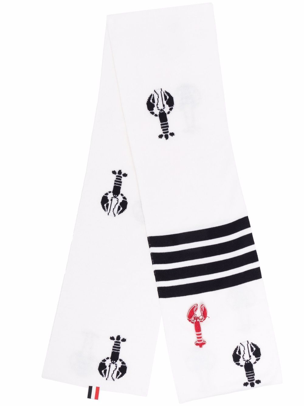 Thom Browne 龙虾嵌花针织围巾 - 白色