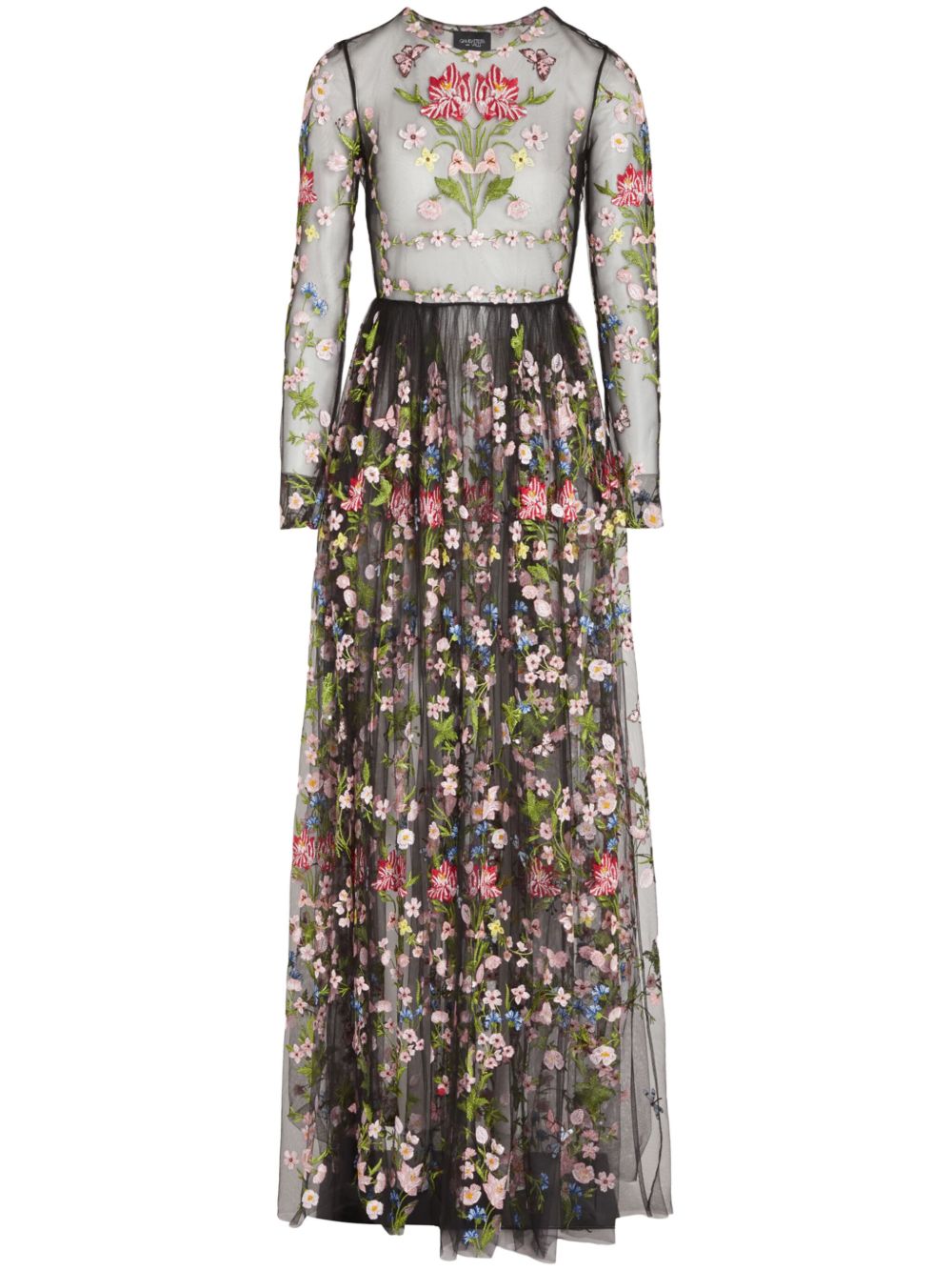 Giambattista Valli 植物薄纱连衣裙 - 黑色