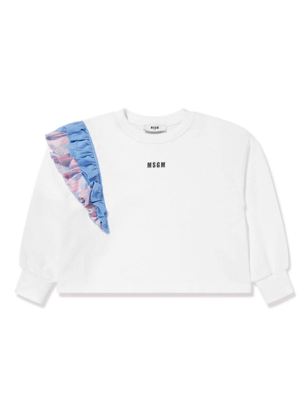 MSGM Kids 荷叶边棉卫衣 - 白色