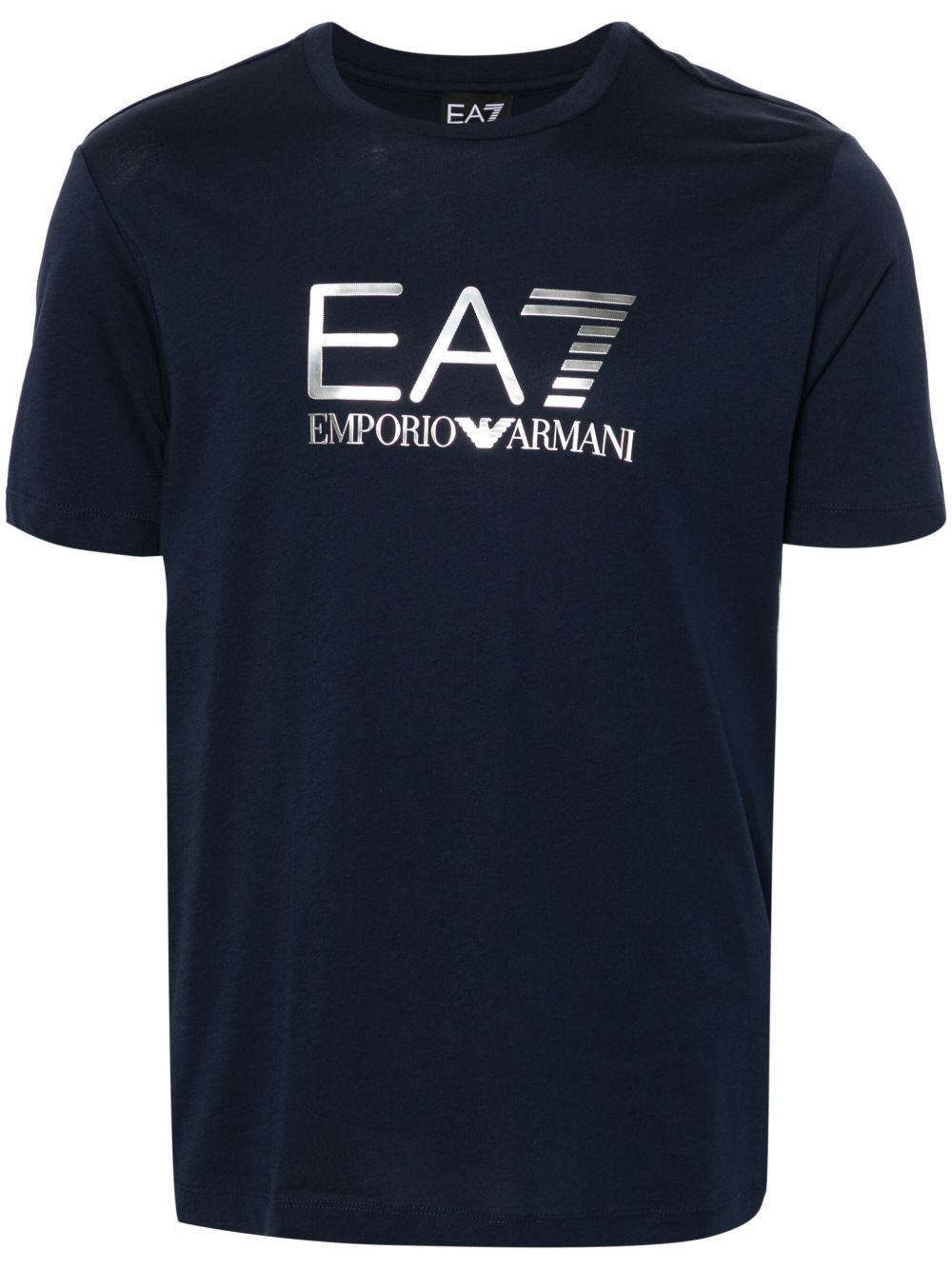 Ea7 Emporio Armani logo字母棉T恤 - 蓝色
