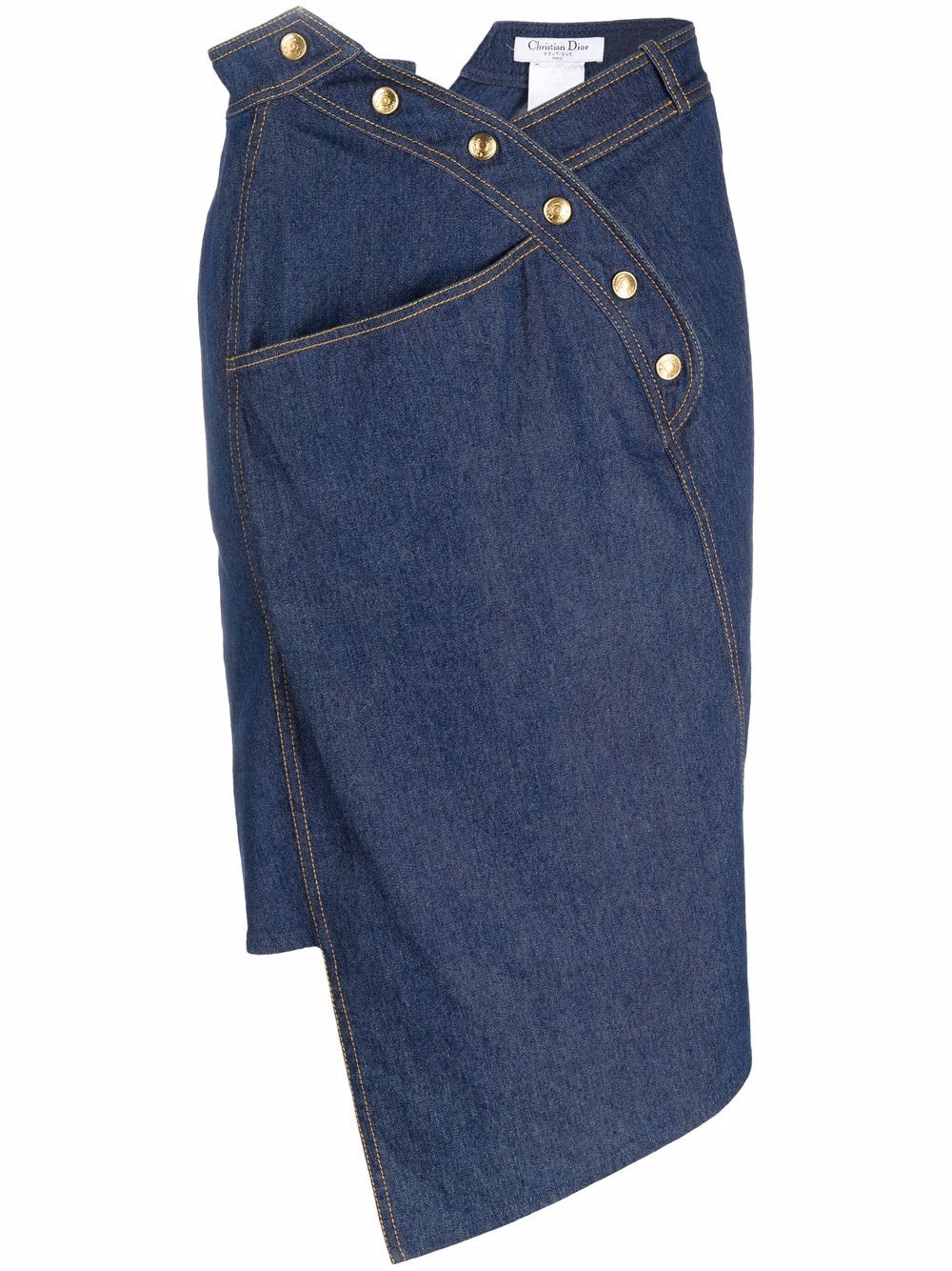 Christian Dior Pre-Owned 不对称牛仔半身裙（2000年代典藏款） - 蓝色