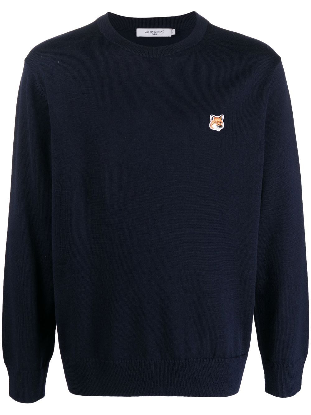 Maison Kitsuné 狐狸头像图案羊毛毛衣 - 蓝色