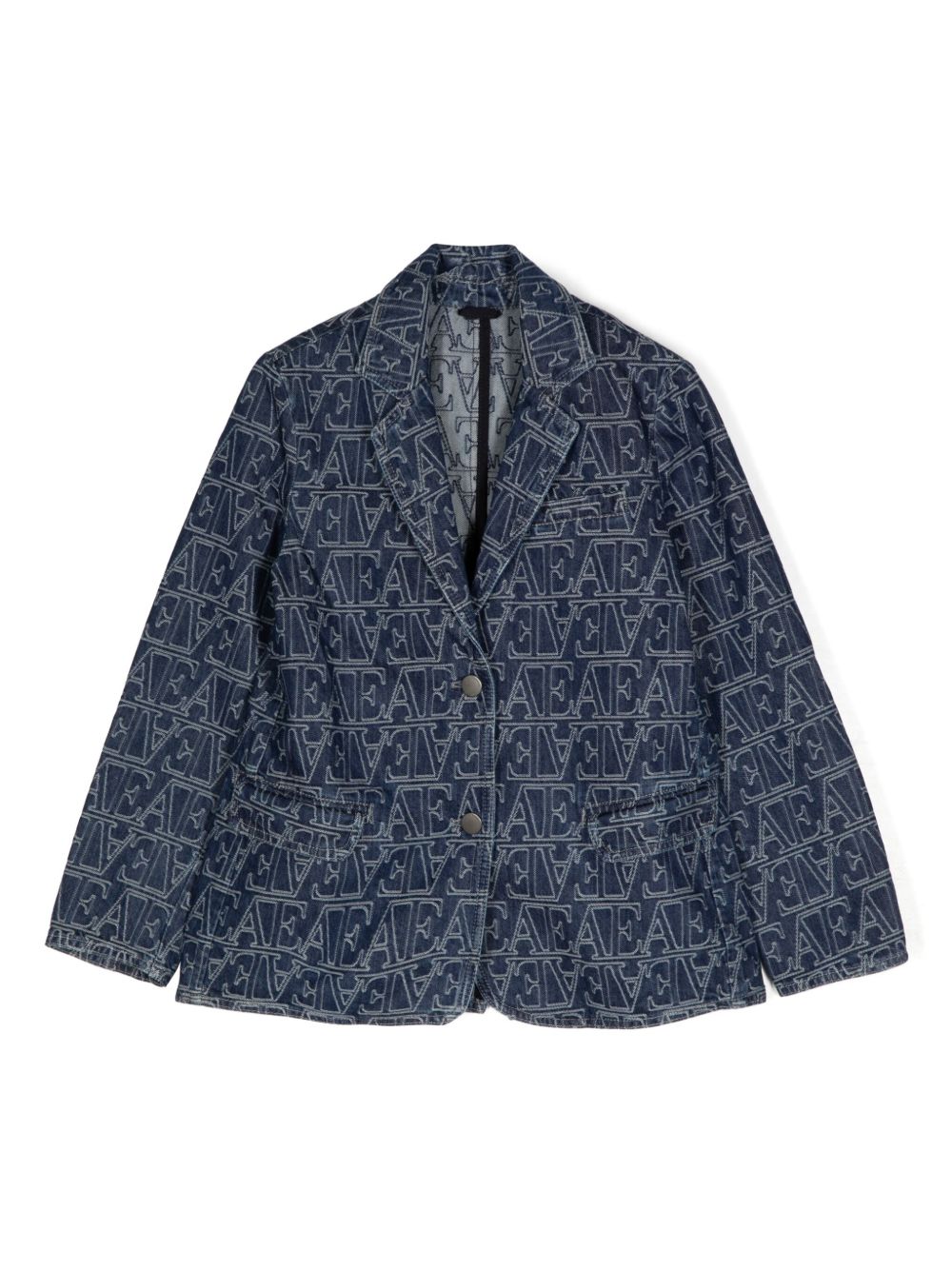 Emporio Armani Kids 经典logo西装夹克 - 蓝色