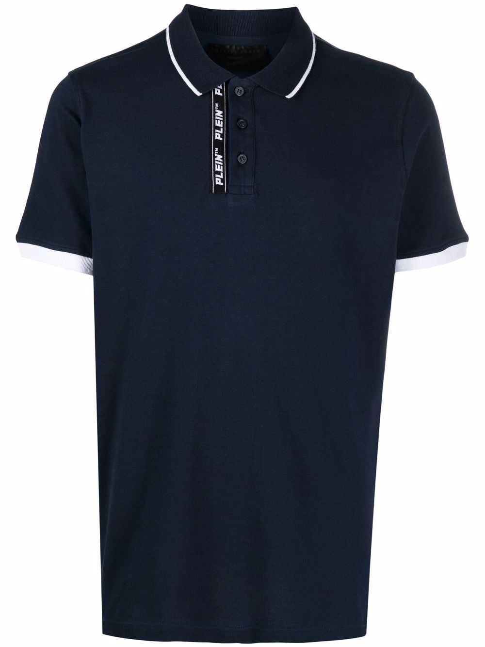 Philipp Plein logo饰带细节polo衫 - 蓝色