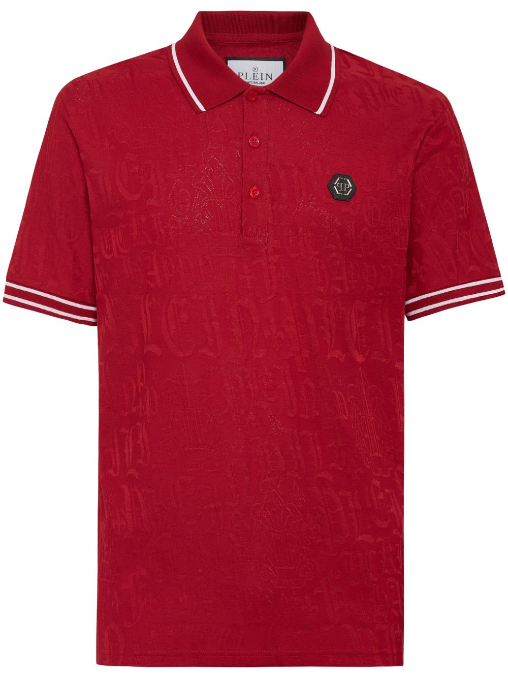 Philipp Plein 提花经典logo polo衫 - 红色