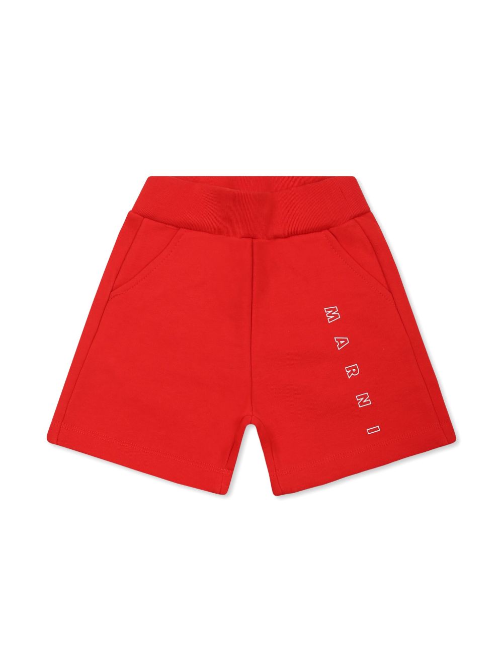 Marni Kids logo印花运动短裤 - 红色