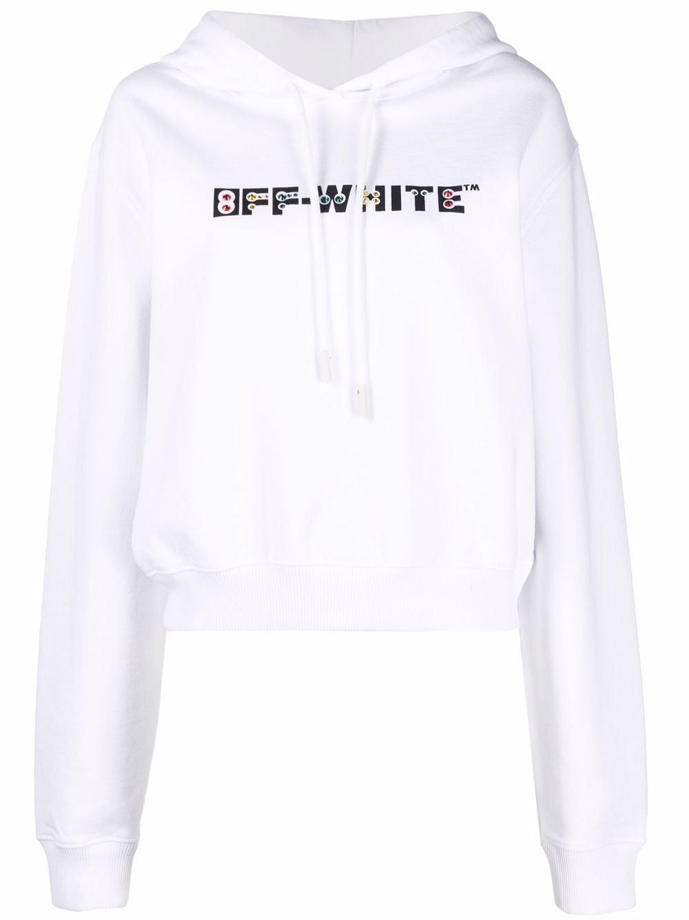 Off-White 水钻缀饰logo连帽衫 - 白色