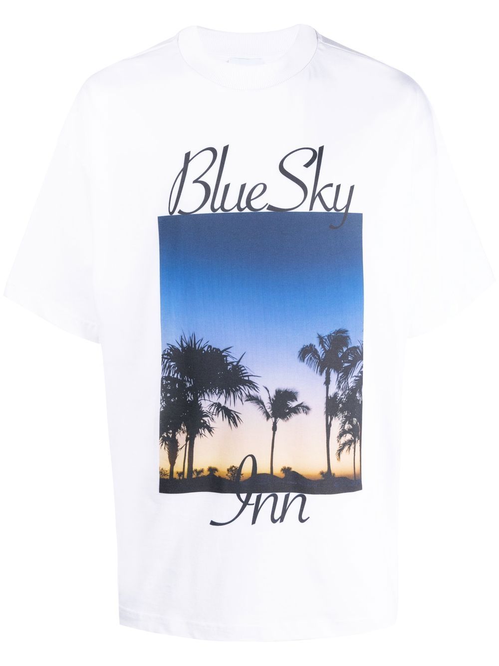 BLUE SKY INN 棕树印花棉T恤 - 白色