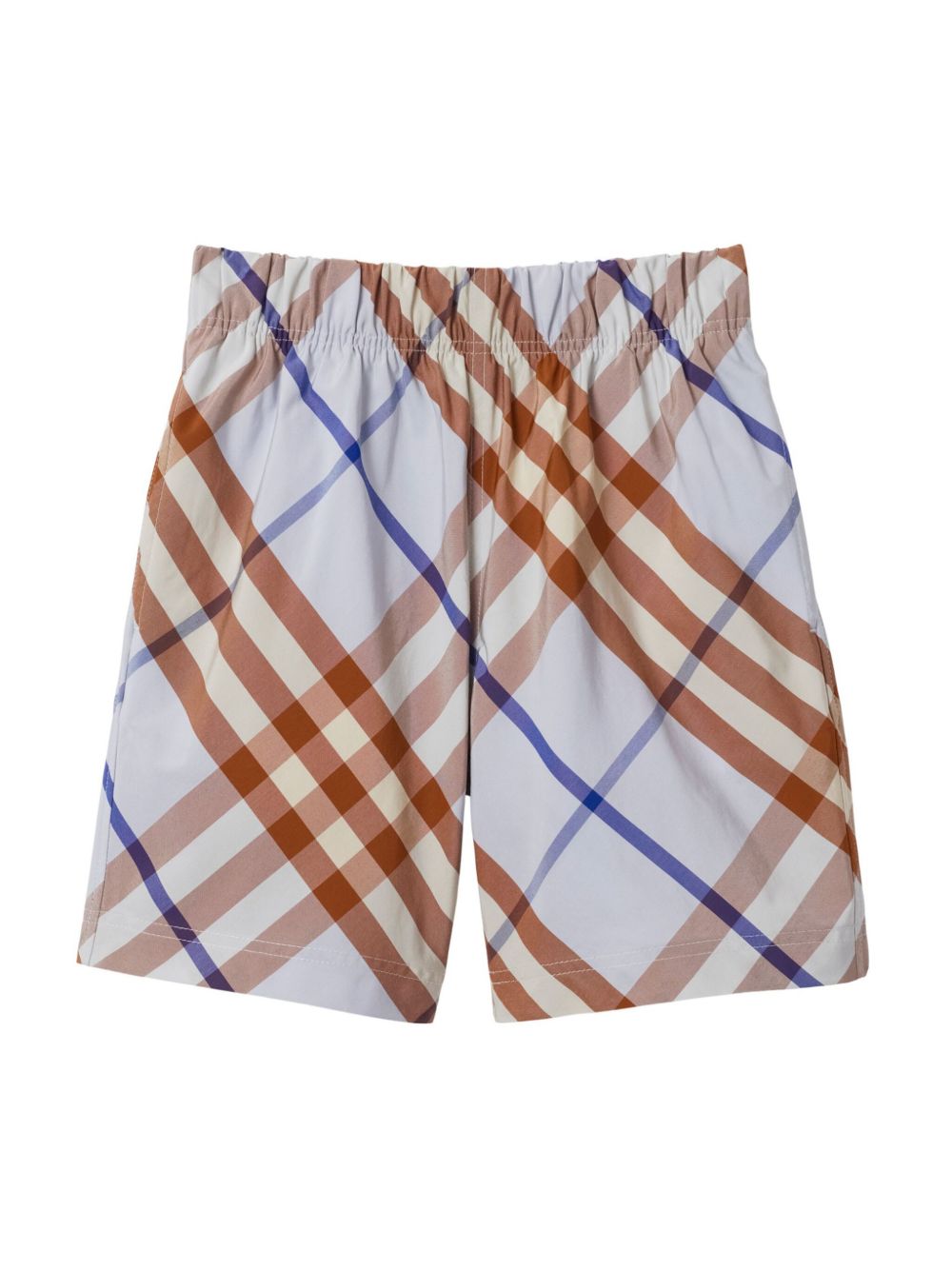 Burberry Kids 格纹短裤 - 蓝色