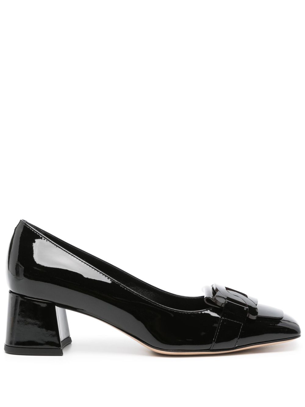 Tod's 搭链细节漆面中跟鞋 - 黑色