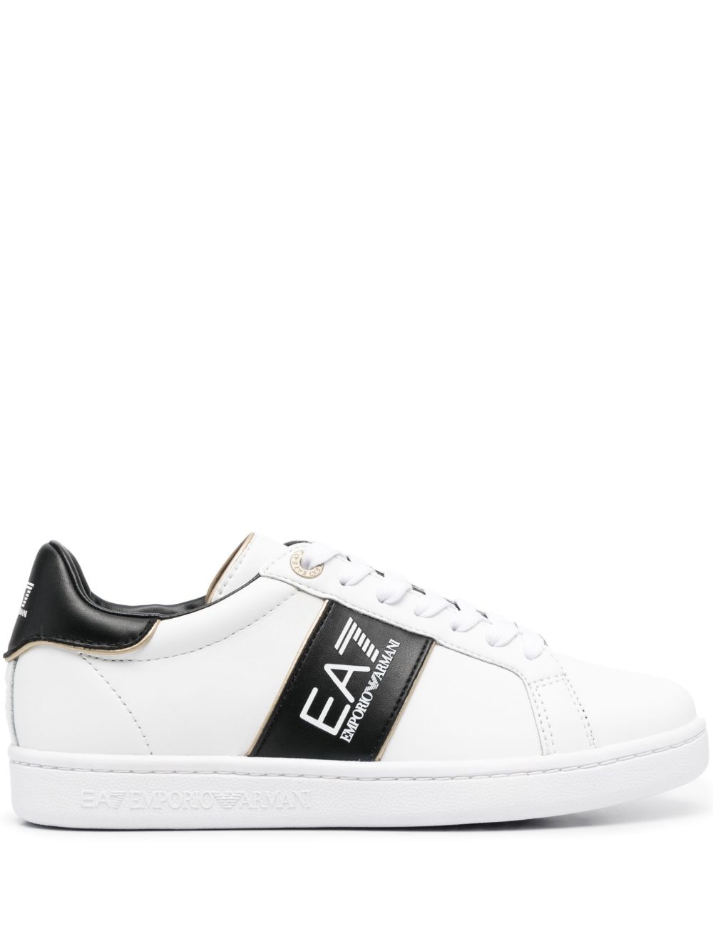 Ea7 Emporio Armani logo印花皮质运动鞋 - 白色