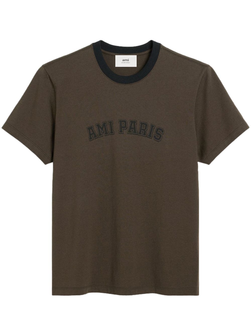 AMI Paris logo印花棉T恤 - 褐色