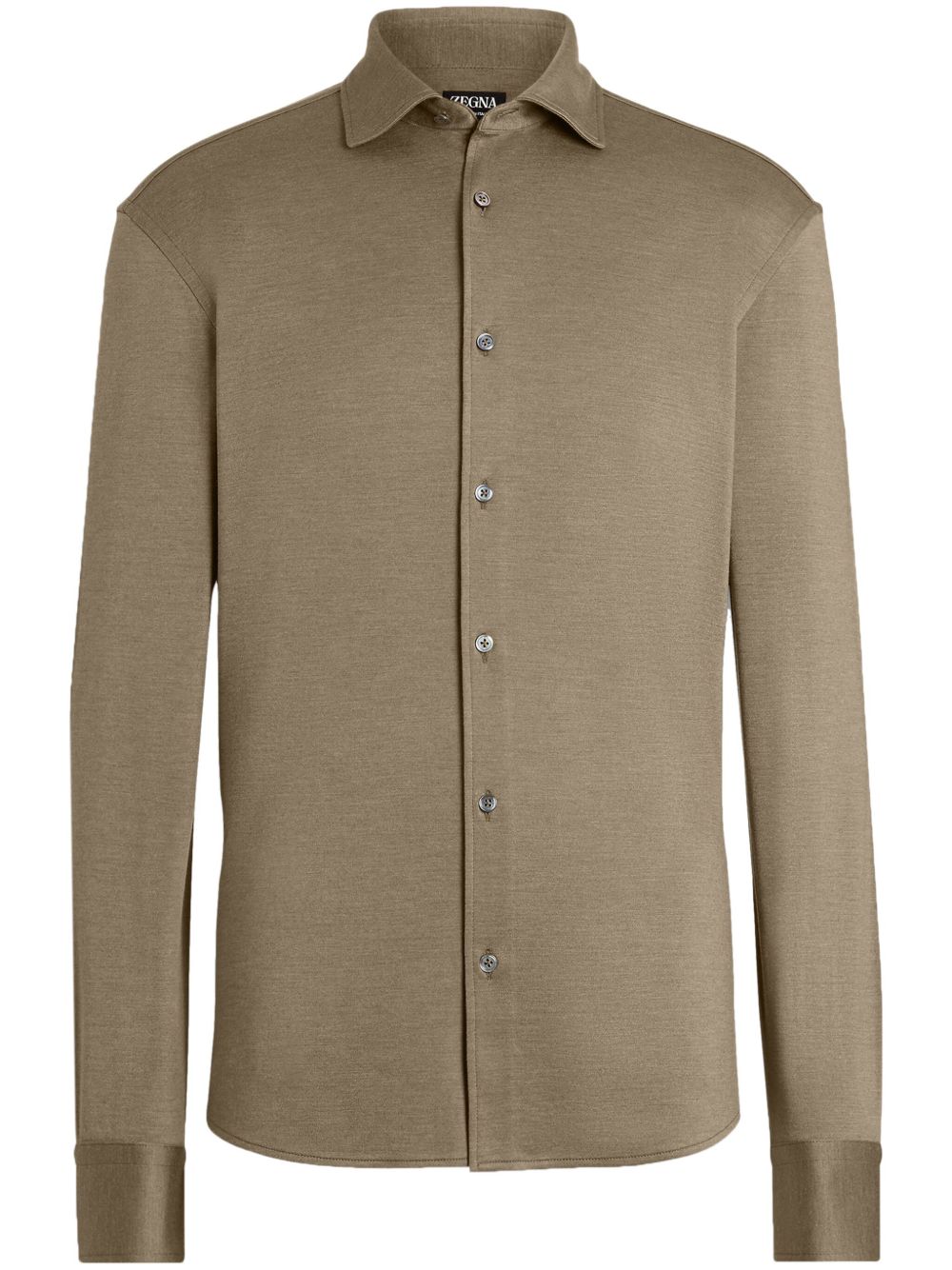 Zegna 斜纹布衬衫 - 绿色
