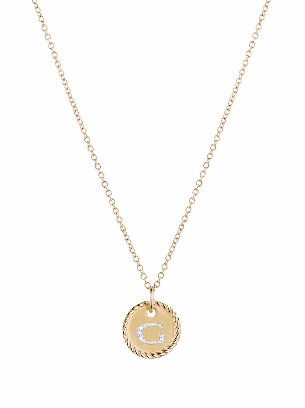 David Yurman Initial G 18K黄金钻石吊饰项链 - 金色