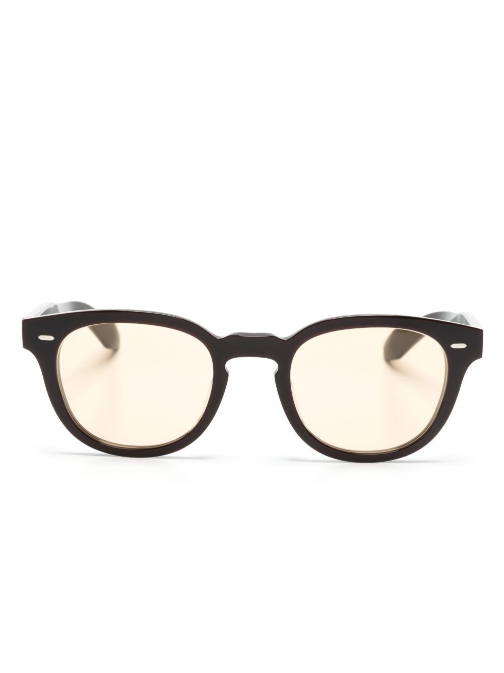 Oliver Peoples N-01 几何形镜框太阳眼镜 - 黑色