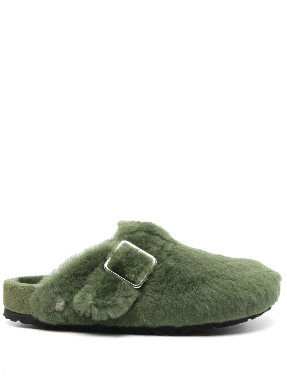 Birkenstock Boston 1774 皮毛一体拖鞋 - 绿色