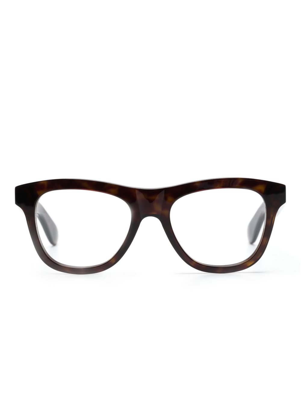 Alexander McQueen Eyewear logo雕刻玳瑁纹眼镜 - 褐色