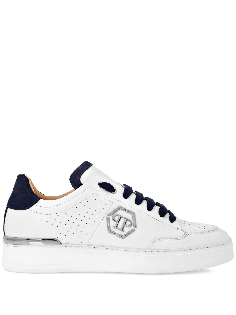 Philipp Plein logo-appliqué lace-up sneakers - 白色