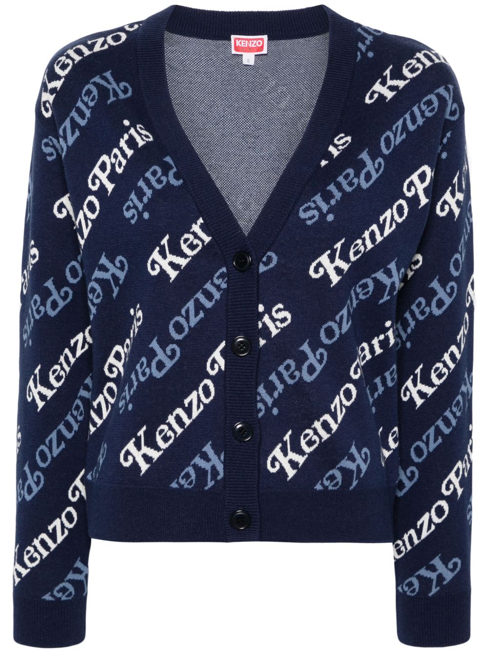 Kenzo Verdy logo嵌花短款开衫 - 蓝色