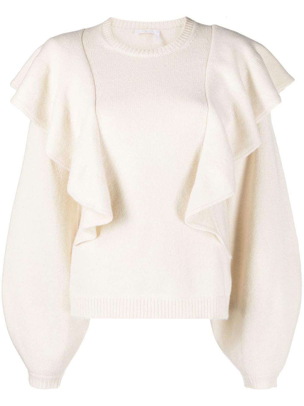 Chloé 荷叶边细节毛衣 - 中性色
