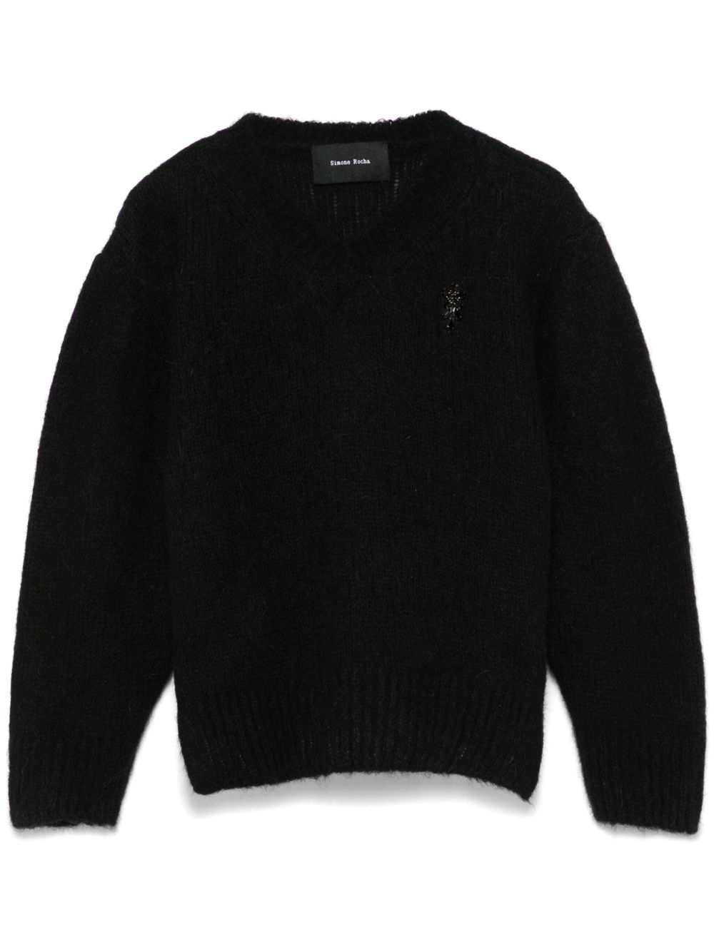 Simone Rocha V领短款毛衣 - 黑色