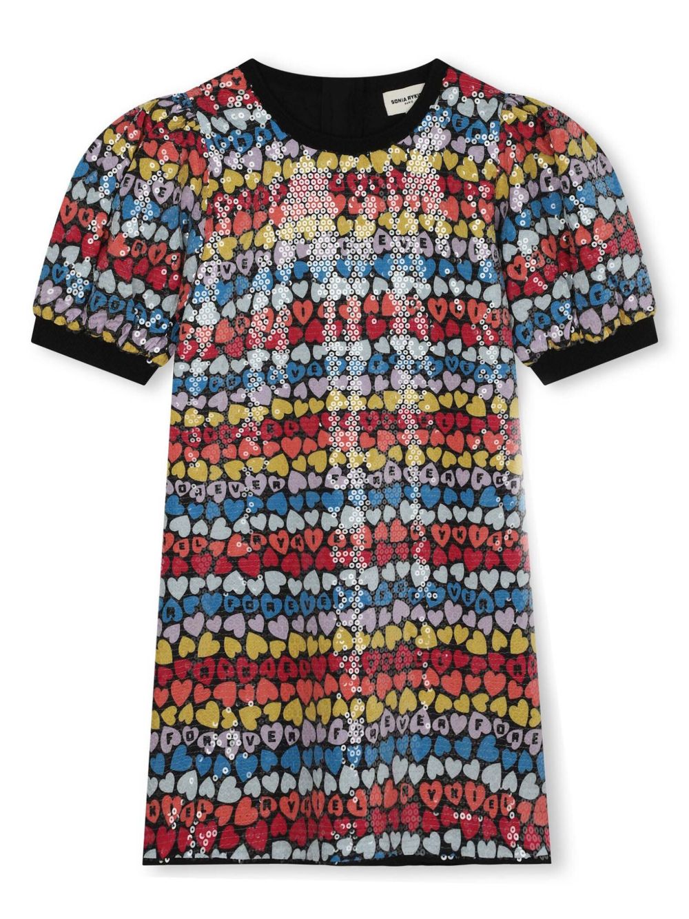 SONIA RYKIEL ENFANT 亮片缀饰logo印花连衣裙 - 红色