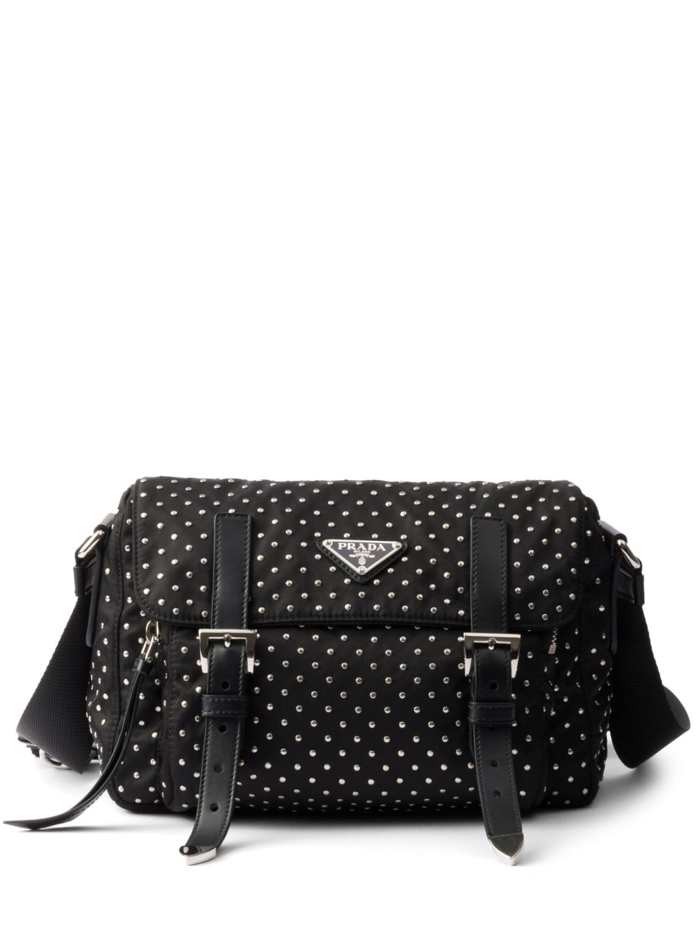 Prada Re-Nylon 铆钉单肩包 - 黑色
