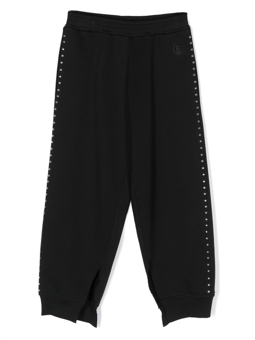 MM6 Maison Margiela Kids 铆钉缀饰棉锥形裤 - 黑色