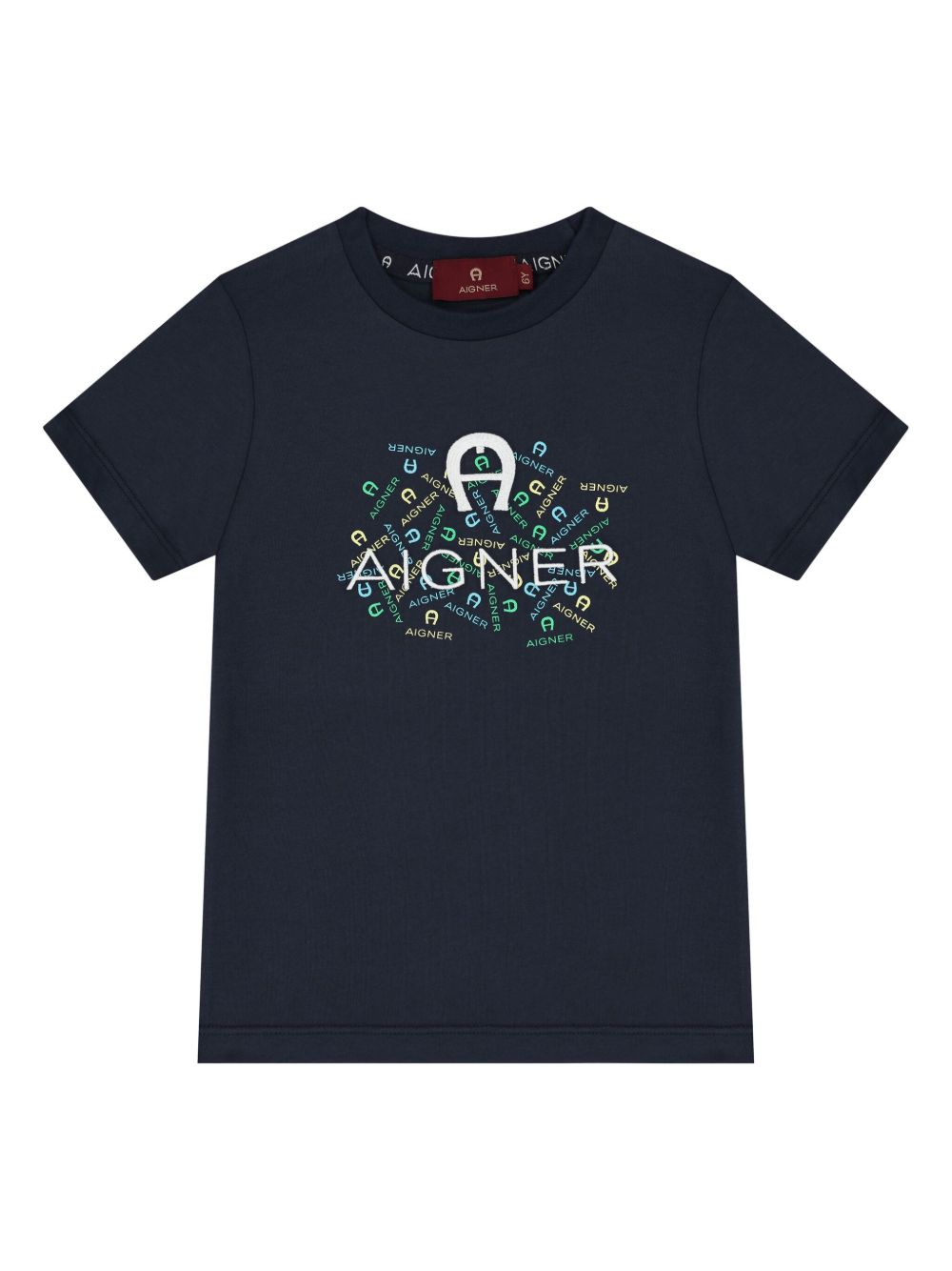 Aigner Kids logo印花T恤 - 蓝色