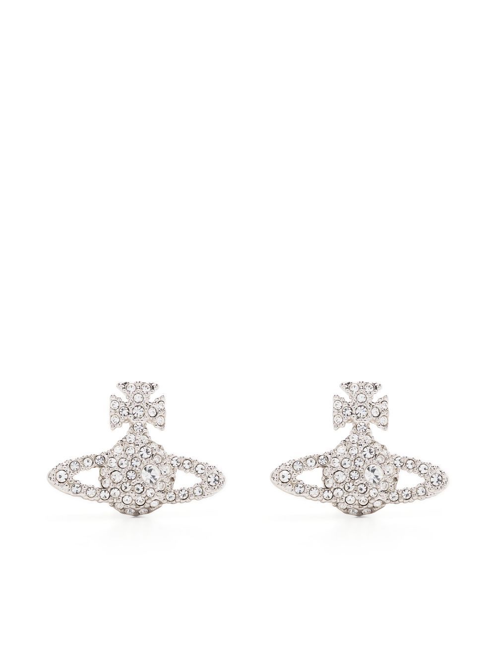 Vivienne Westwood 晶饰logo耳钉 - 银色