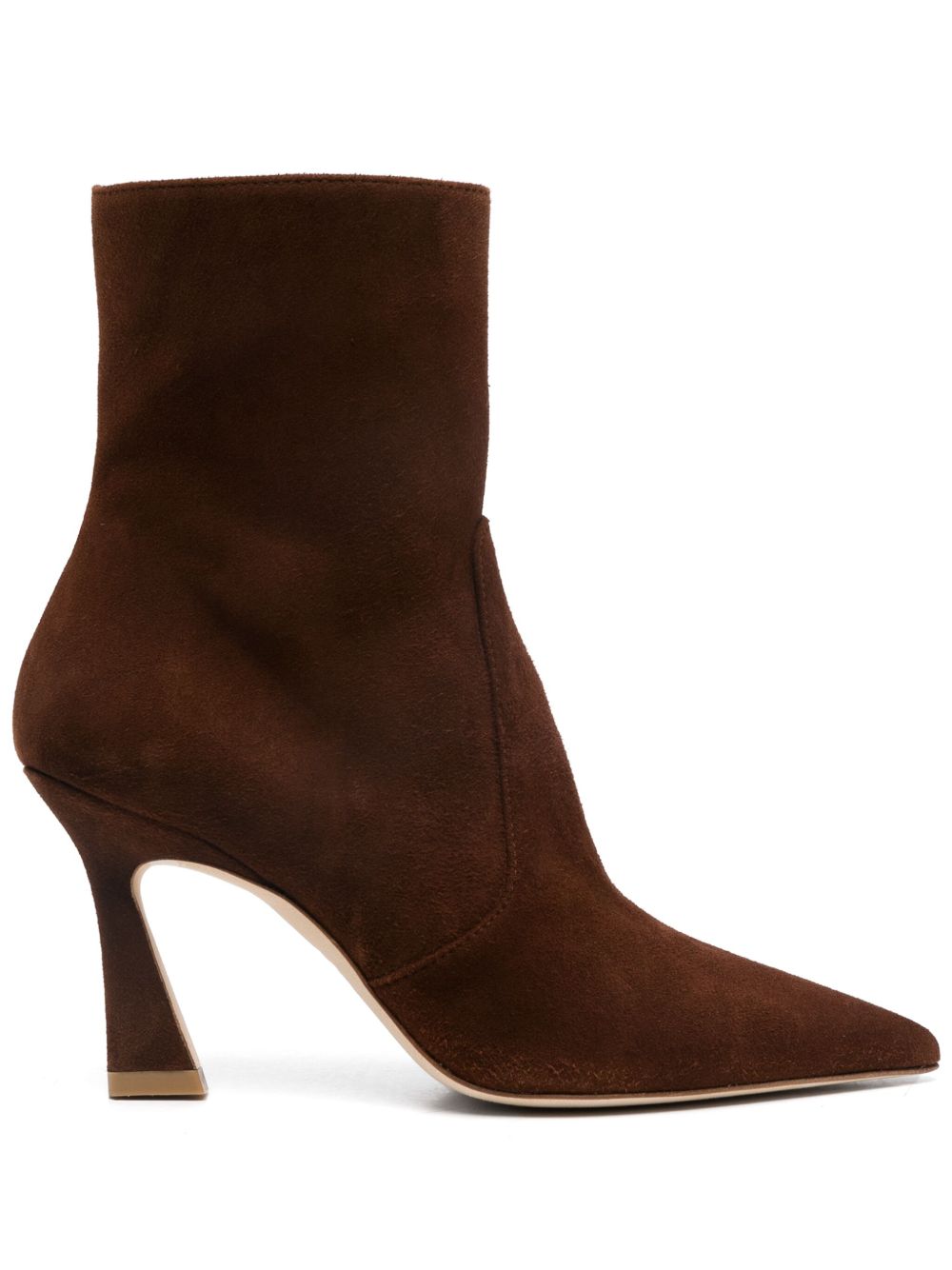 Stuart Weitzman 高跟及踝绒面皮靴（9厘米） - 褐色