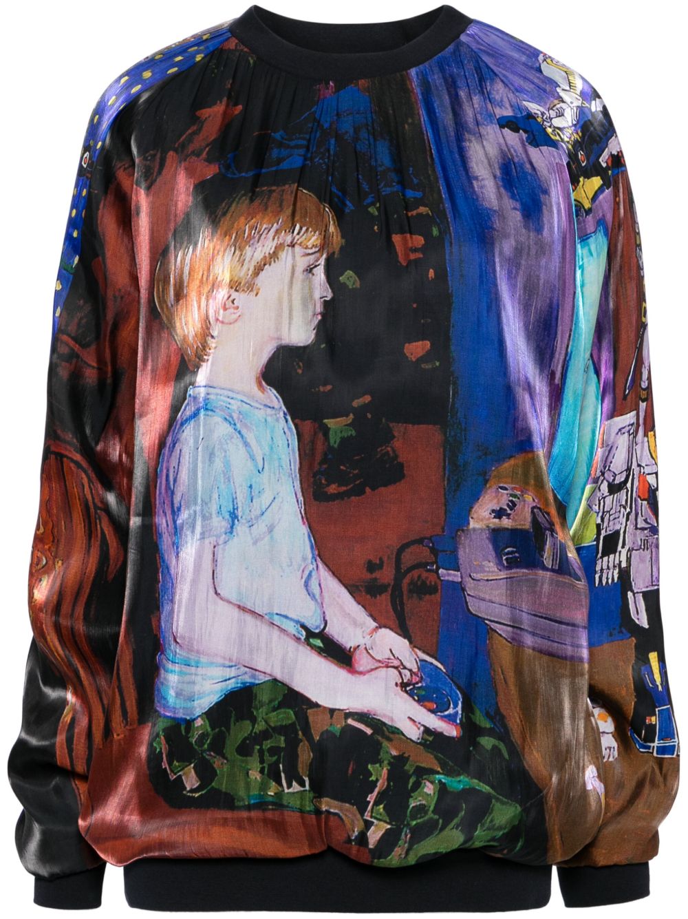 JW Anderson 图案印花棉混纺卫衣 - 蓝色