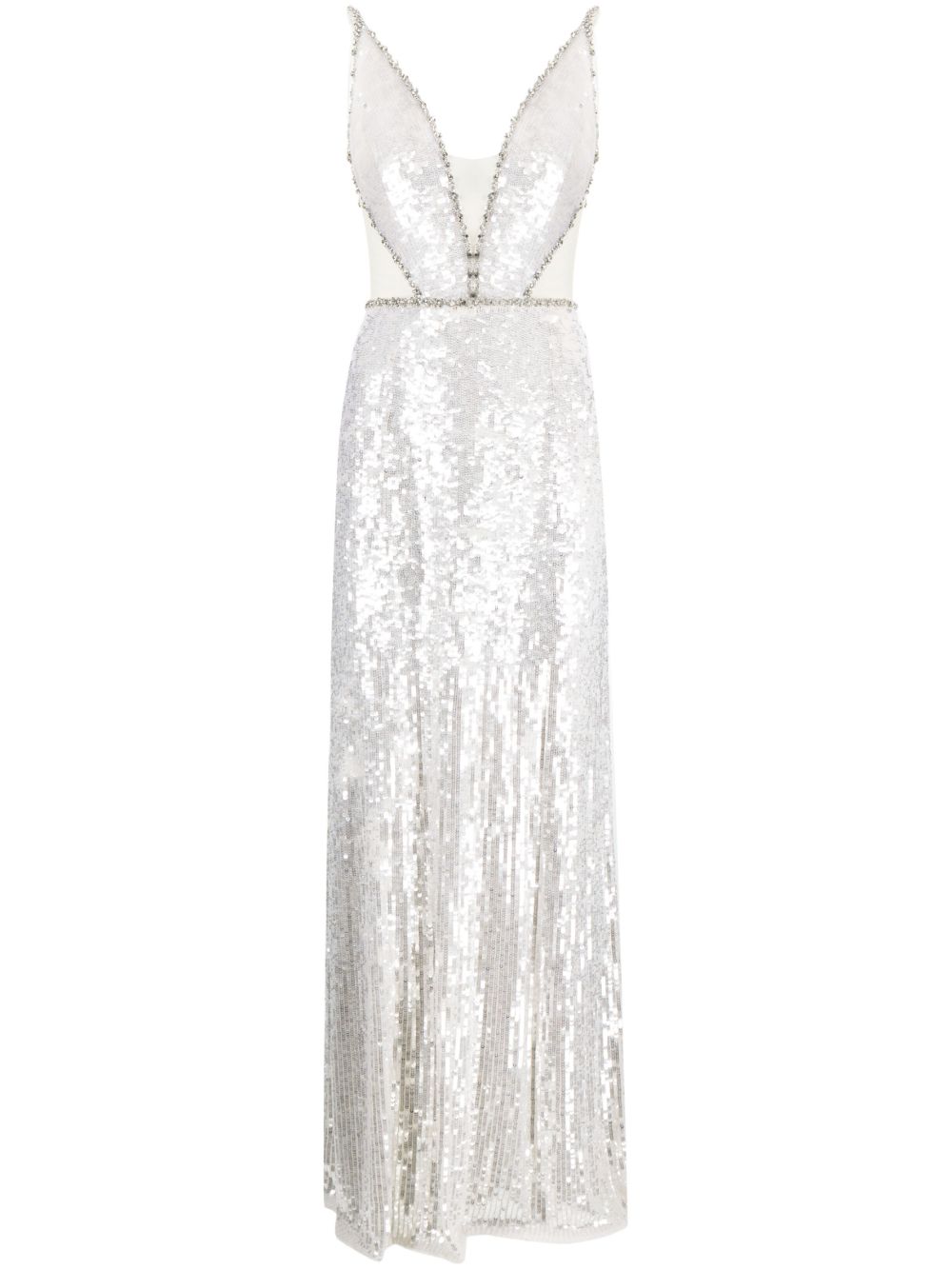 Jenny Packham Amara 亮片缀饰无袖礼服 - 白色