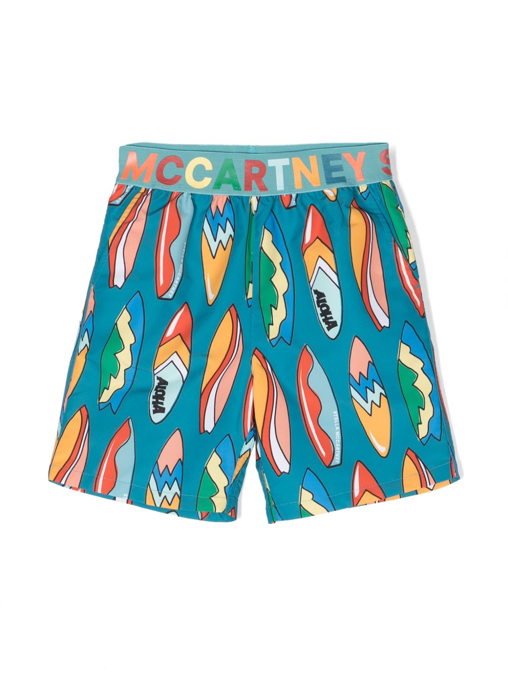 Stella McCartney Kids Surfboard 印花泳裤 - 绿色