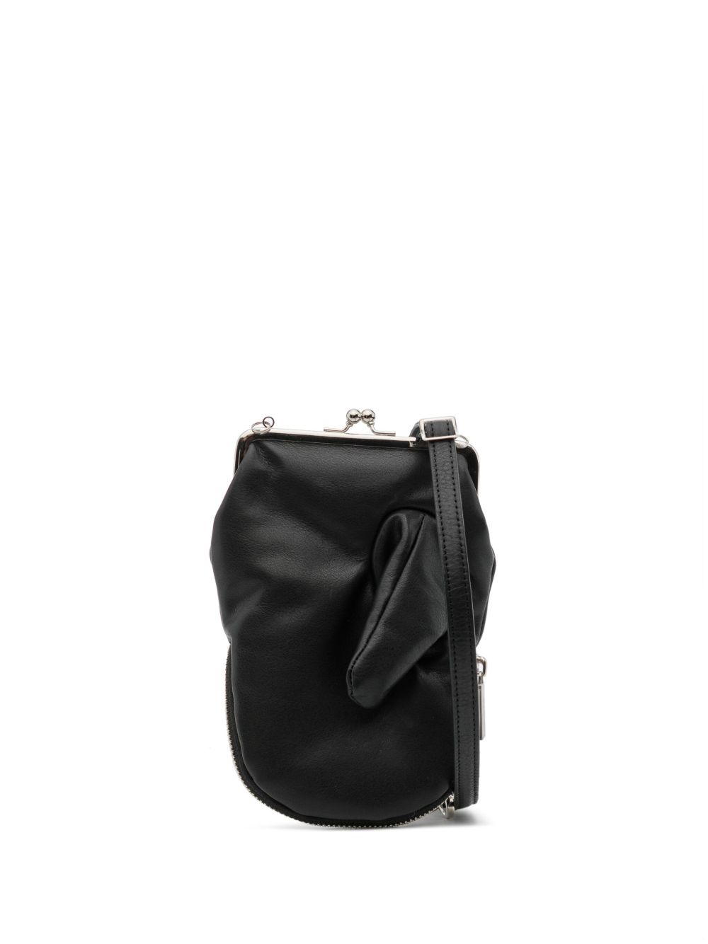 Yohji Yamamoto 拇指缝饰皮质斜挎包 - 黑色