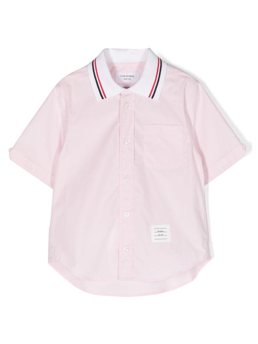 Thom Browne Kids polo领棉衬衫 - 粉色