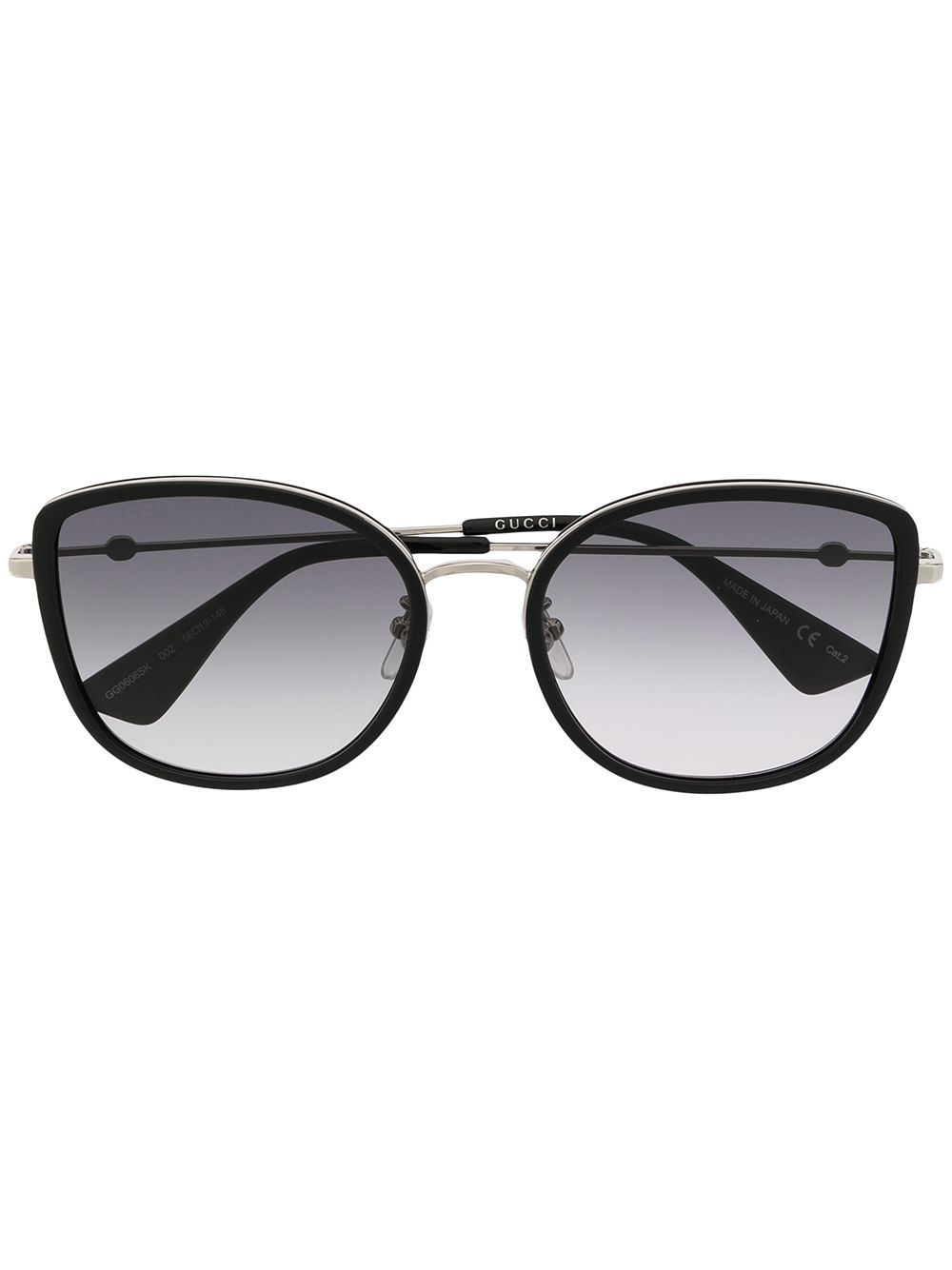Gucci Eyewear Bee 细节圆框太阳眼镜 - 黑色