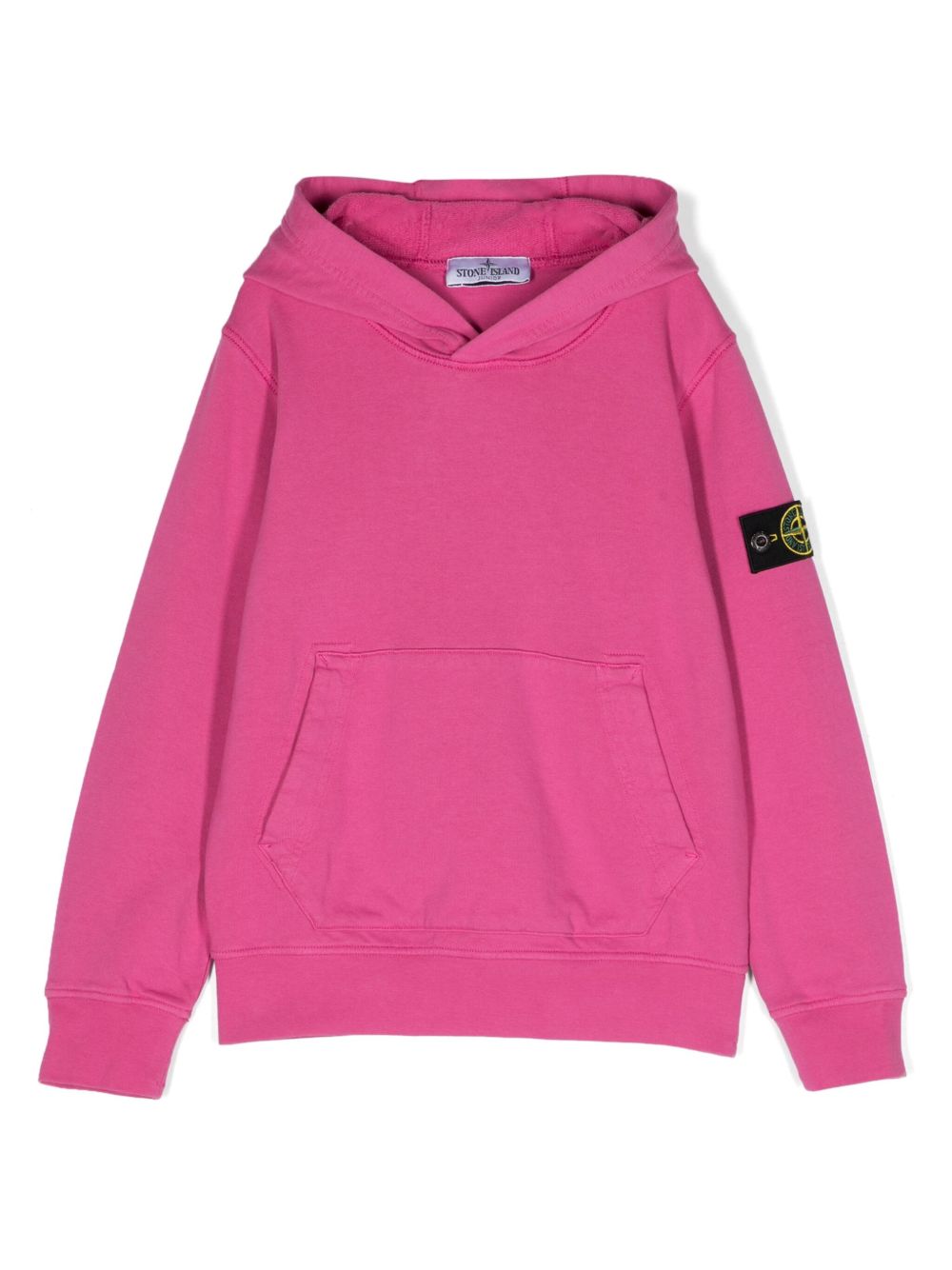 Stone Island Junior 罗盘徽章棉连帽衫 - 粉色