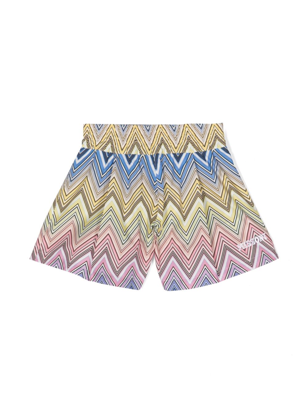 Missoni Kids Z字形图案印花棉短裤 - 黄色